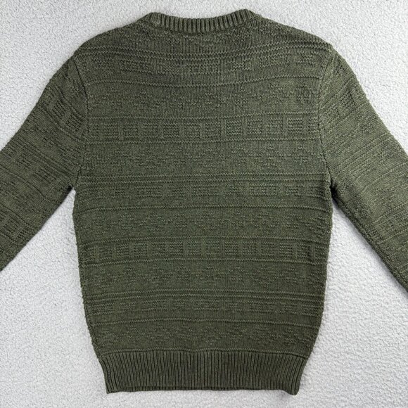 J Crew Sweater Men Small Olive Green Combination Guernsey Stitch Knit Sweatshirt - Picture 3 of 8